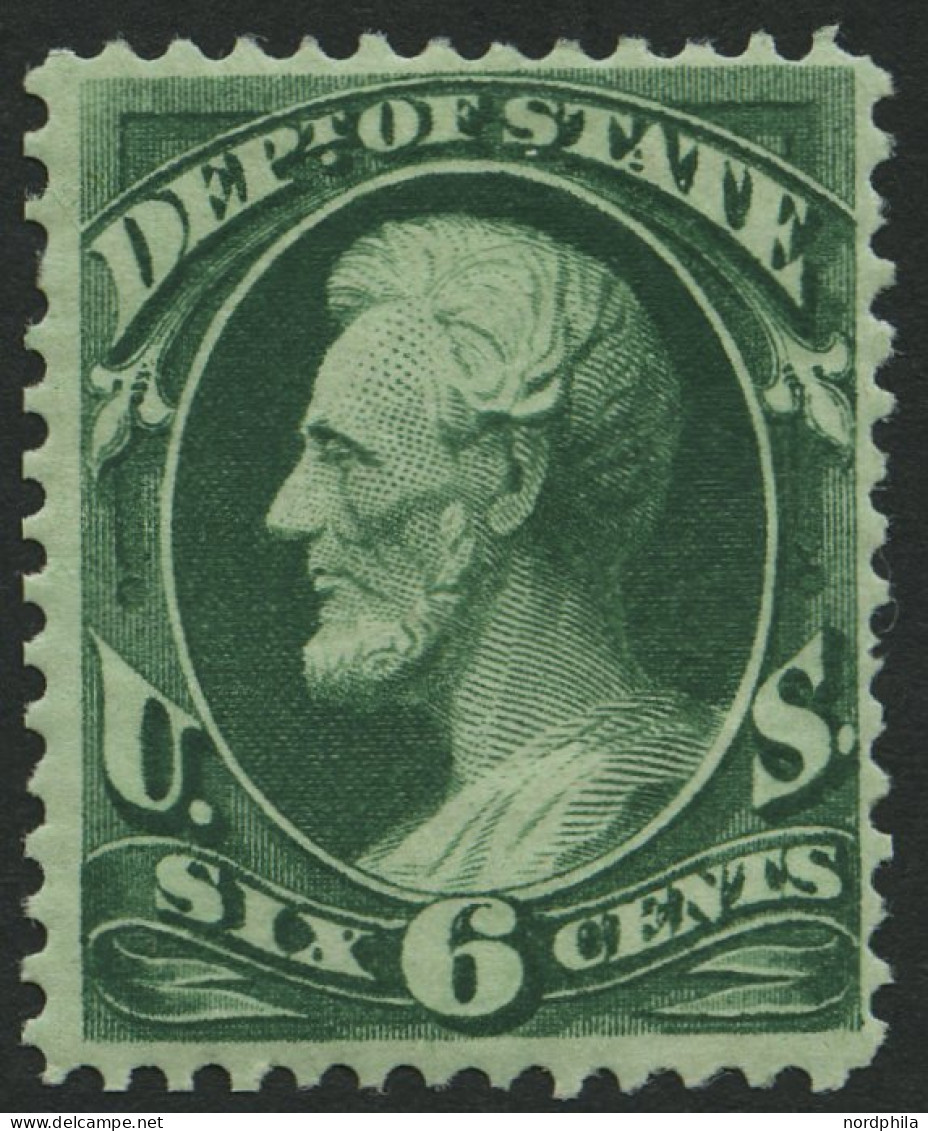 DIENSTMARKEN D 59 , Scott O 60, 1873, 6 C. State, Falzreste, Pracht, Signiert Gebrüder Senf, $ 220 - Ungebraucht