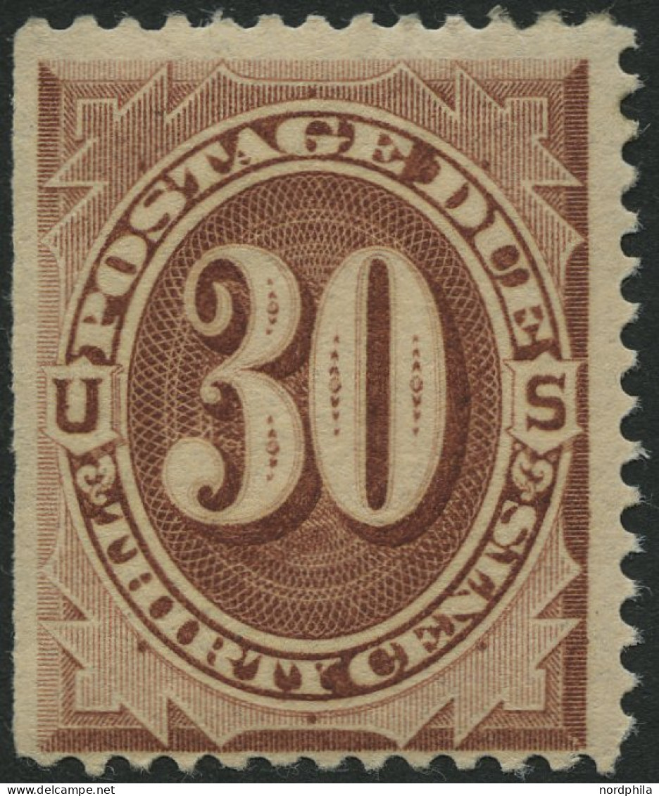 PORTOMARKEN P 6a , Scott J 6, 1879, 30 C. Braun, Links Ungezähnt, Falzrest, Pracht, $ 350 - Portomarken