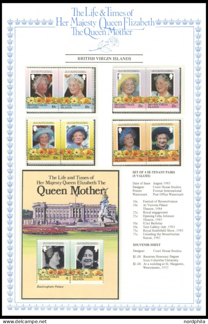 SLG. ÜBERSEE , British Commonwealth: 1985, The Queen Mother, Spezialsammlung Im Ringbinder Mit Vielen Ausgaben Und Block - Other & Unclassified