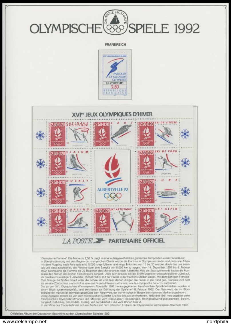 SPORT ,Brief , Olympische Spiele 1992 Im Spezialalbum Der Deutschen Sporthilfe Mit Blocks, Bogen, Markenheftchen, Streif - Sonstige & Ohne Zuordnung