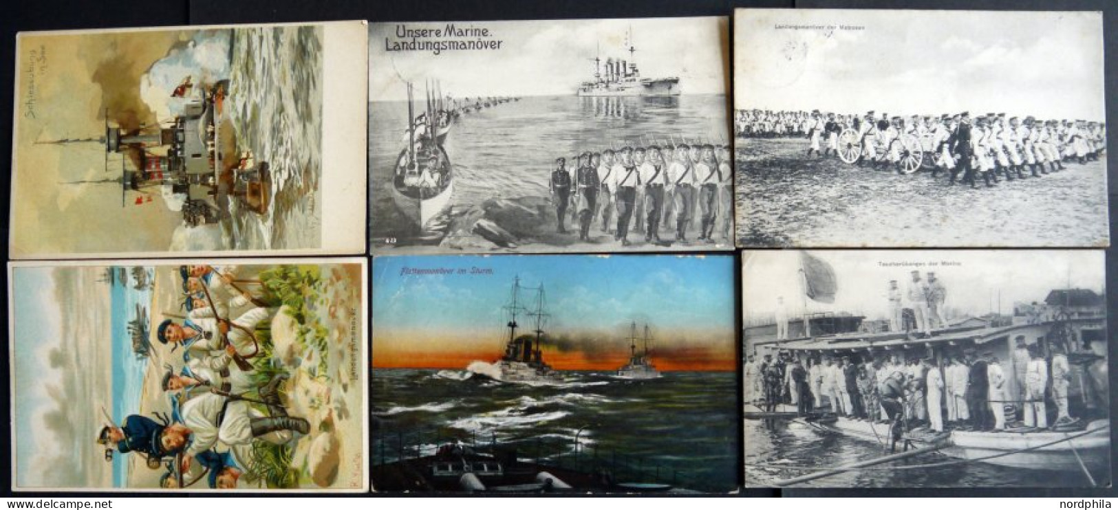 ALTE POSTKARTEN - SCHIFFE KAISERL. MARINE BIS 1918 Marine Im Manöver, 6 Verschiedene Karten - Warships