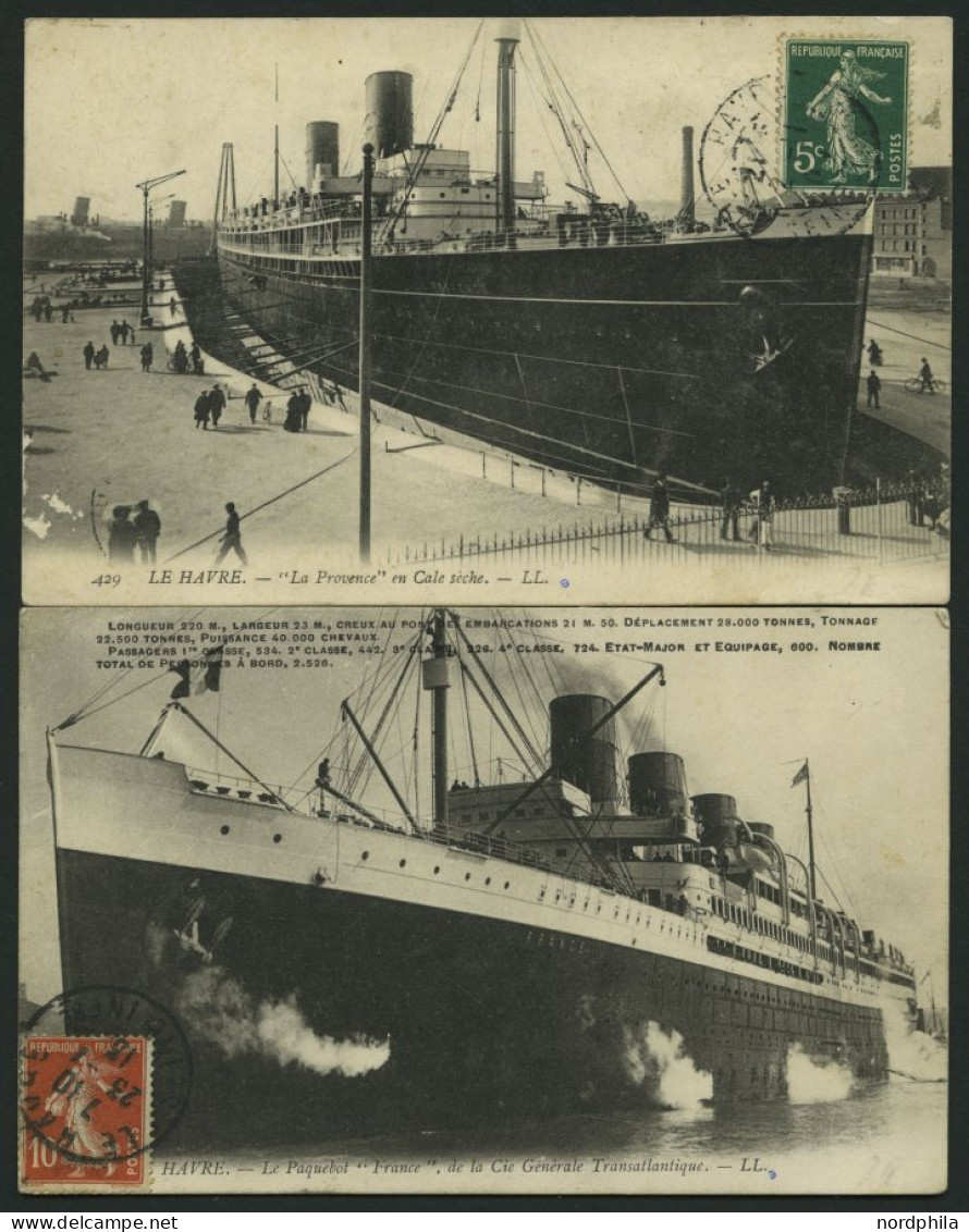 ALTE POSTKARTEN - SCHIFFE Ca. 1907-13, 2 Gebrauchte Ansichtskarten Mit Passagierschiffen - Sonstige & Ohne Zuordnung