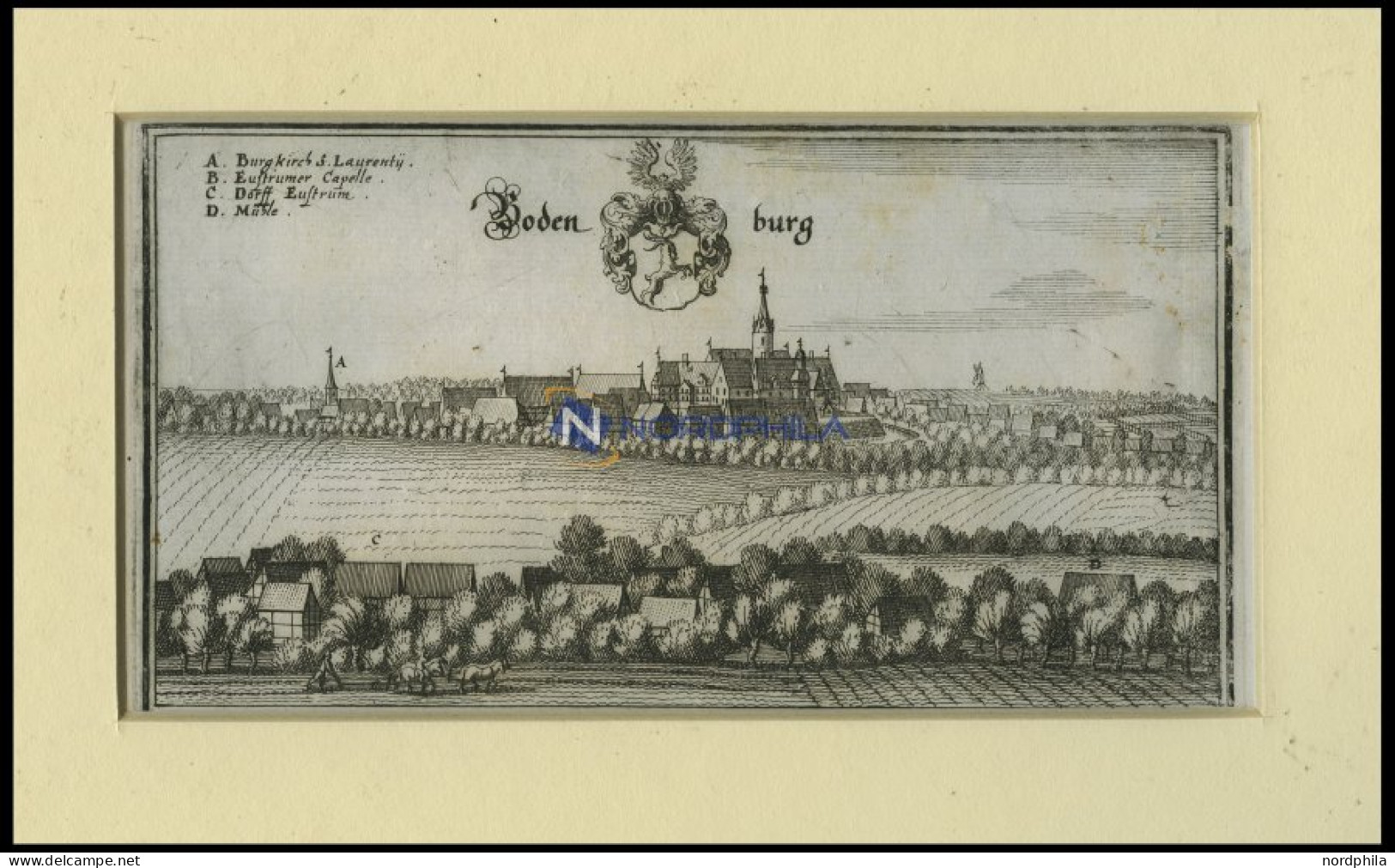 BAD BODENBURG, Gesamtansicht, Kupferstich Von Merian Um 1645 - Stiche & Gravuren
