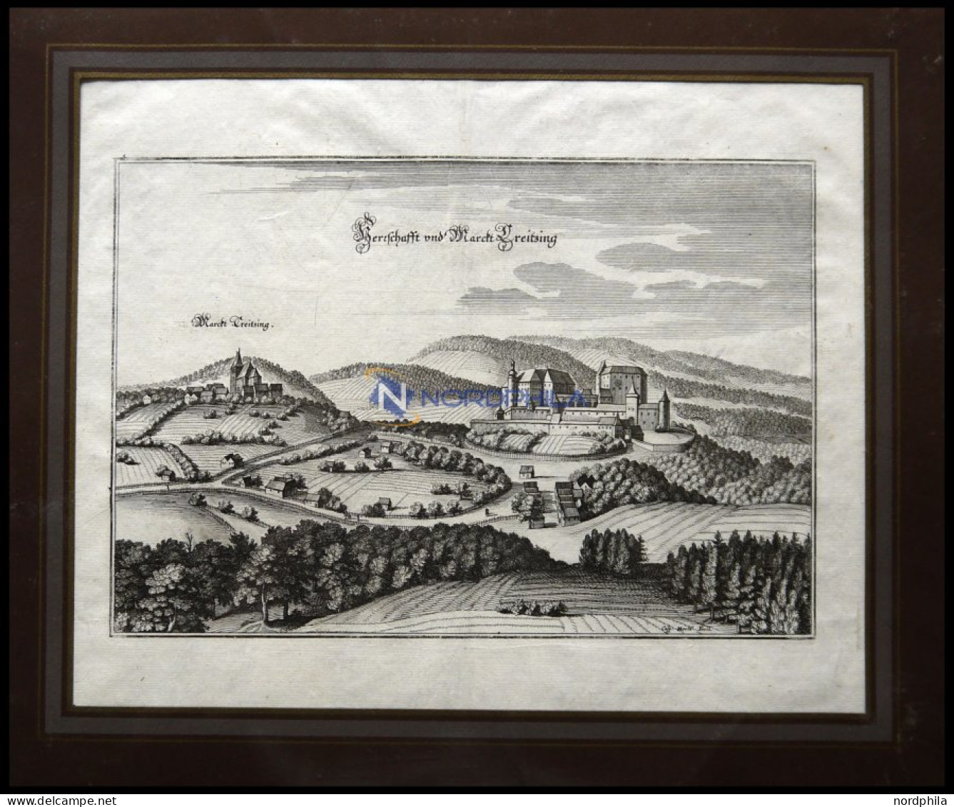 KREUZEN B. GREIN, Gesamtansicht, Kupferstich Von Merian Um 1645 - Lithografieën