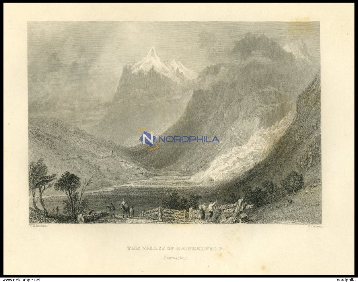 GRINDELWALD: Das Tal, Stahlstich Von Bartlett/Cousen, 1836 - Lithografieën