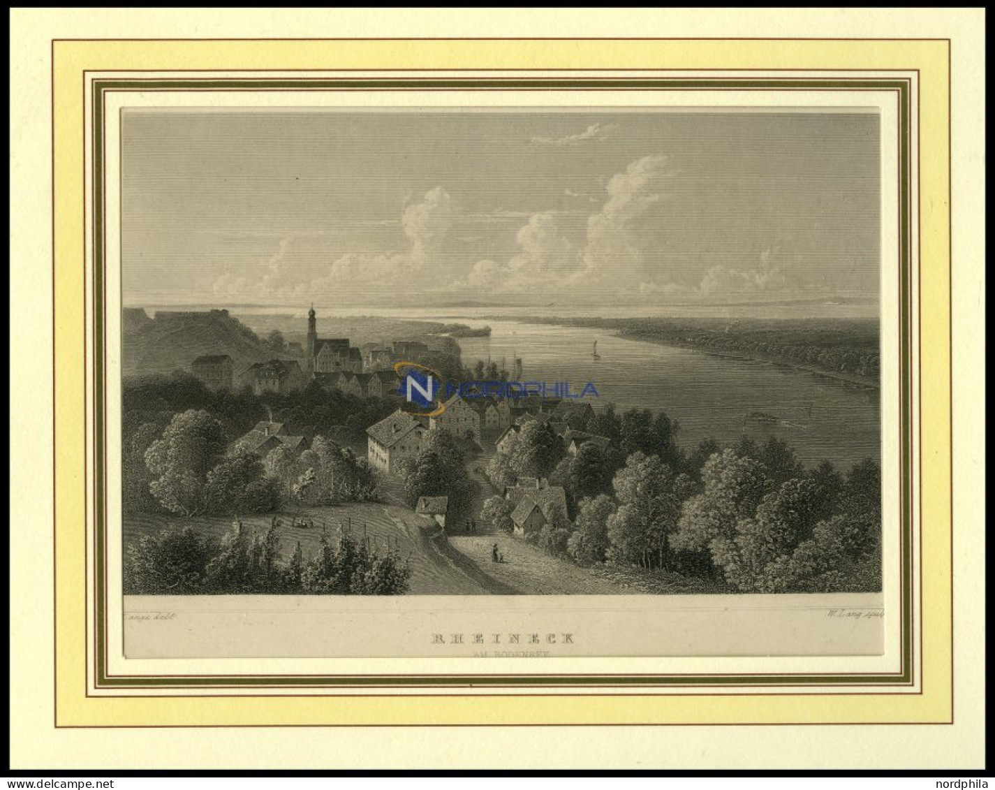 RHEINECK/KANTON ST. GALLEN, Gesamtansicht, Stahlstich Von Lange/Lang Um 1840 - Lithografieën