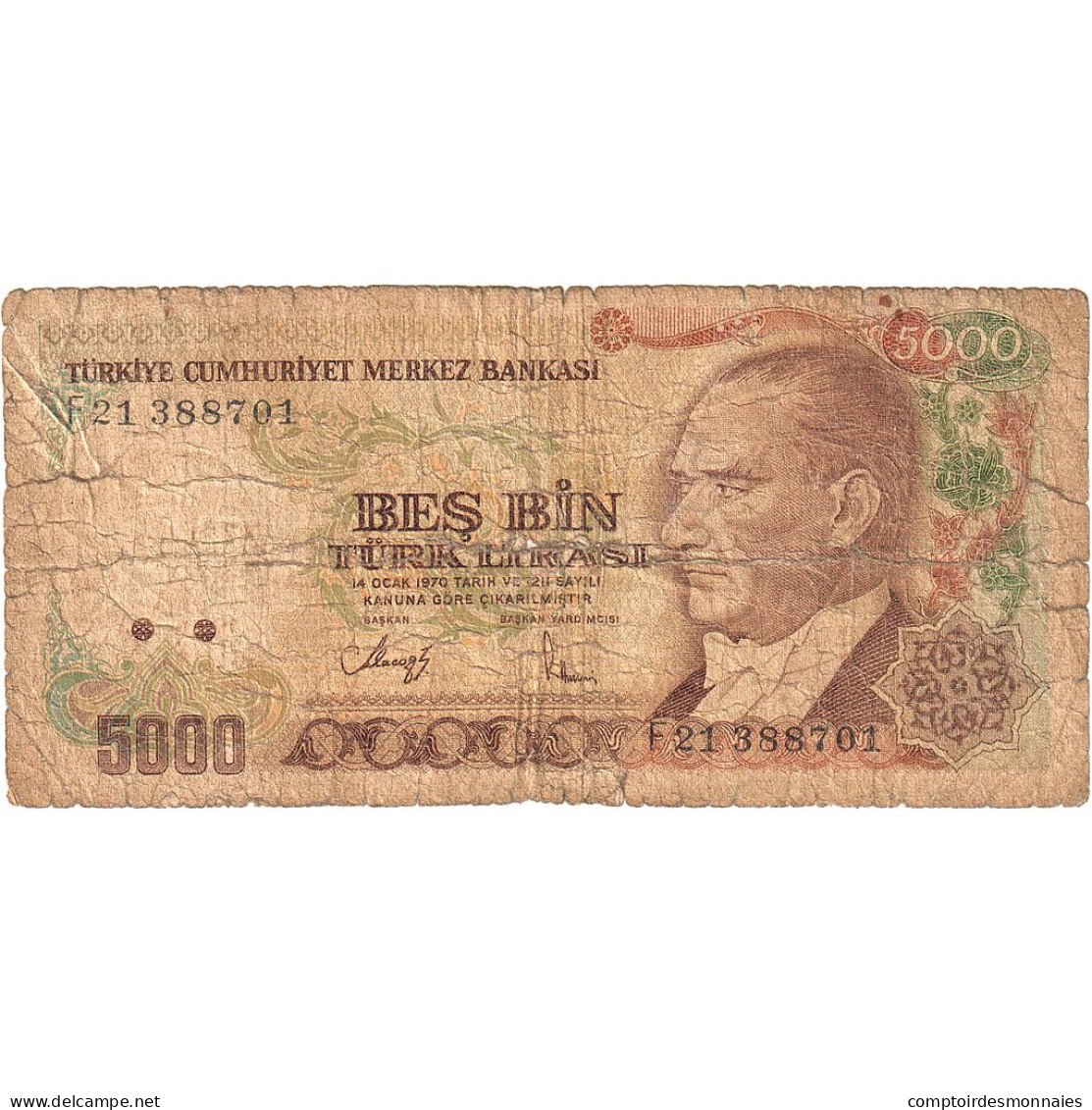 Turquie, 5000 Lira, 1970, 1970-01-14, KM:198, B - Turchia