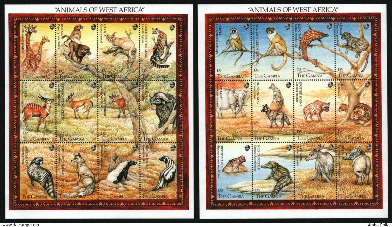 Gambia 1993 - Mi-Nr. 1525-1548 ** - MNH - KLB -Wildtiere / Wild Animals - Gambie (1965-...)