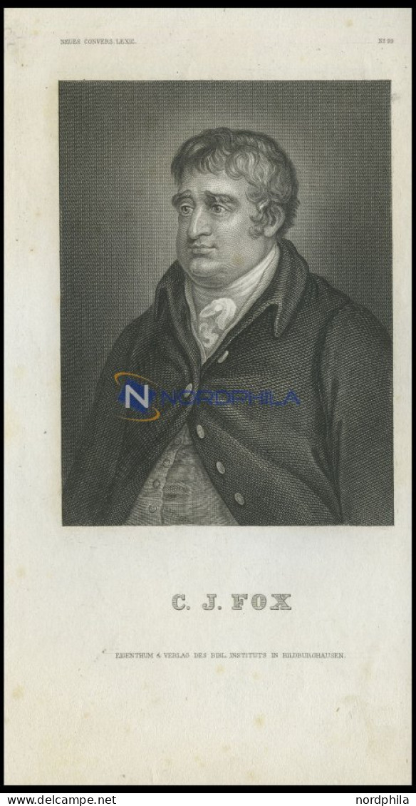 C.J. Fox, Stahlstich Von B.I. Um 1840 - Lithographien