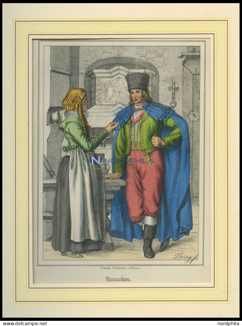Hannacken, Kolorierter Stahlstich Von Döring Um 1840 - Lithografieën