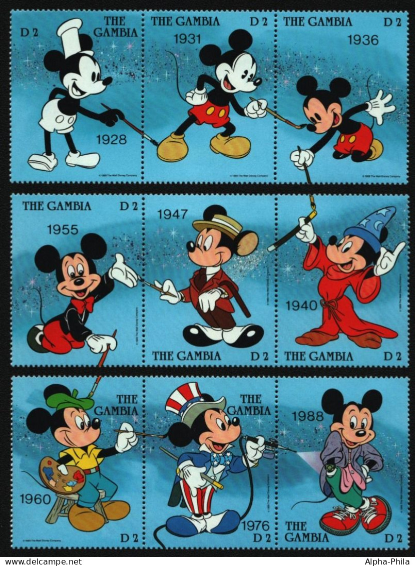 Gambia 1989 - Mi-Nr. 834-842 ** - MNH - Aus KLB - Disney - Gambie (1965-...)