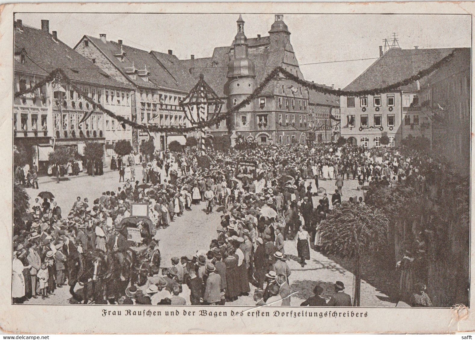 AK Hildburghausen, 600-Jahre-Feier 1924, Festumzug "Frau Rauschen Und Der Wagen Des Ersten Dorfzeitungsschreibers" - Hildburghausen