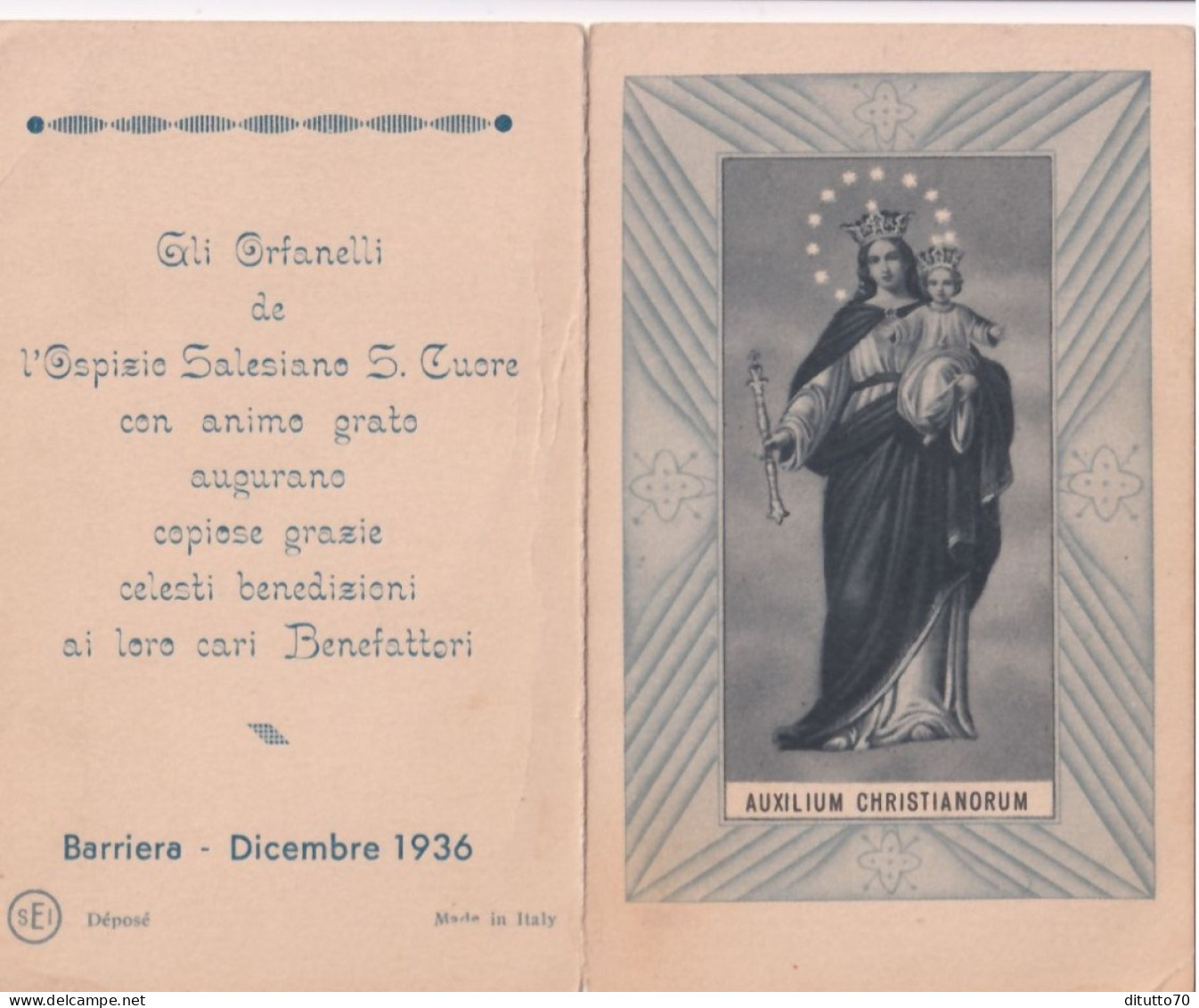 Calendarietto - Gli Orfanelli De L'ospizio Salesiano S.cuore - Barriera - Anno 1936 - Petit Format : 1921-40