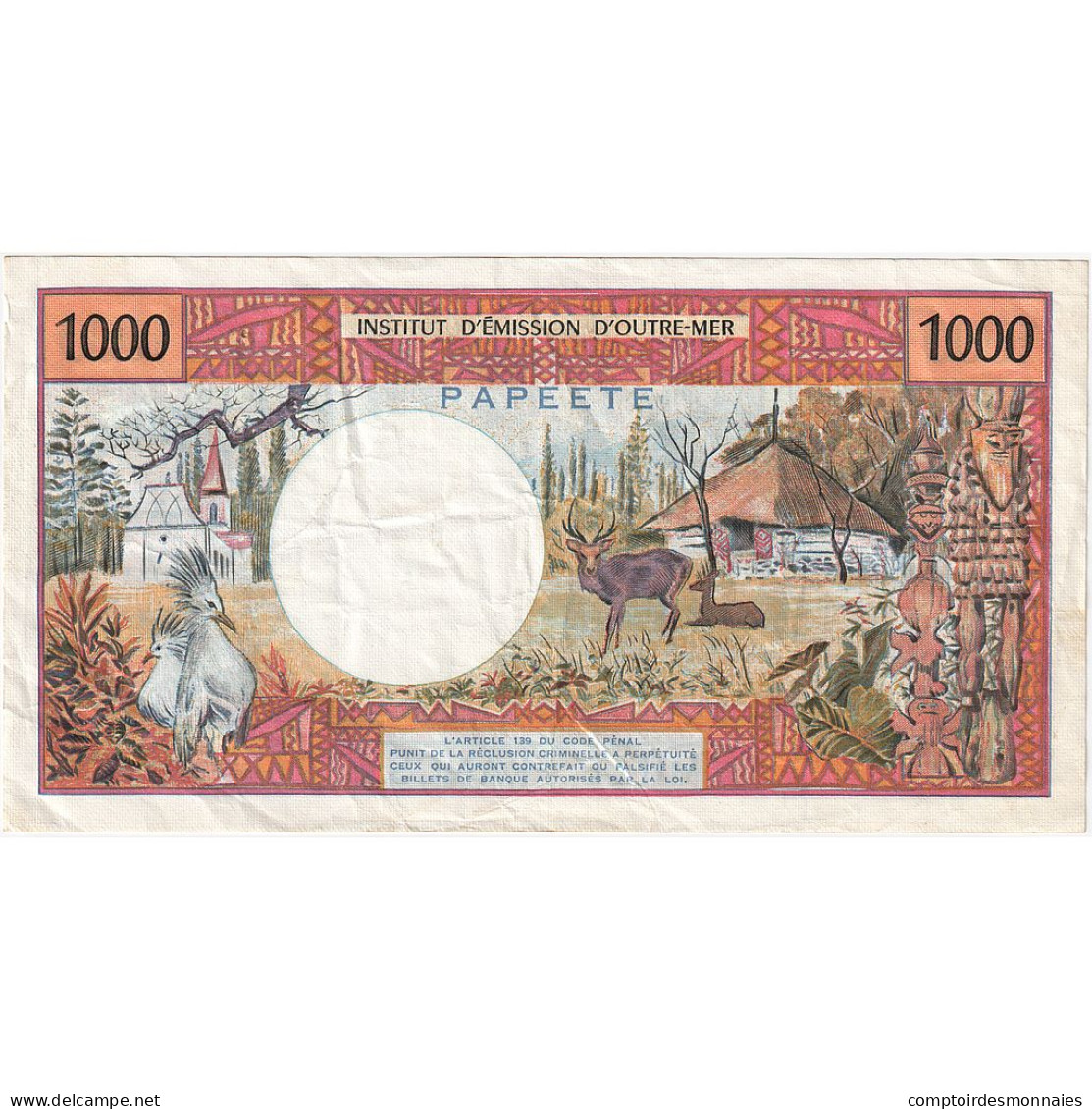 Tahiti, 1000 Francs, Undated (1971-85), KM:27d, TTB - Papeete (Polynésie Française 1914-1985)