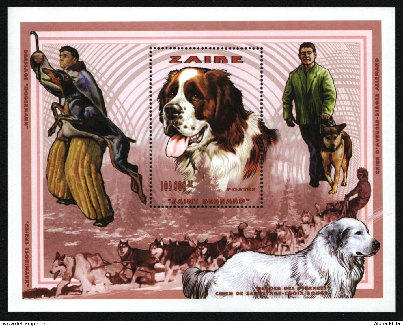 Kongo-Zaire 1997 - Mi-Nr. Block 73 ** - MNH - Hunde / Dogs - Ongebruikt