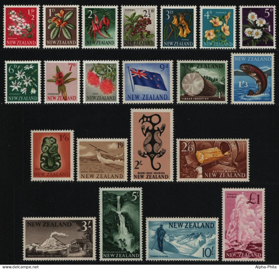 Neuseeland 1960 - Mi-Nr. 392-412 ** - MNH - Landesansichten - Nuovi