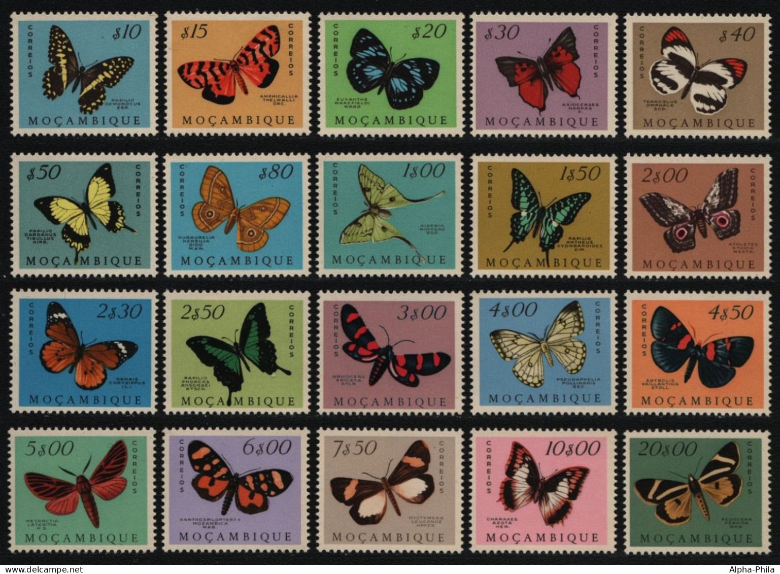 Mosambik 1953 - Mi-Nr. 417-436 ** - MNH - Schmetterlinge / Butterflies - Mozambique