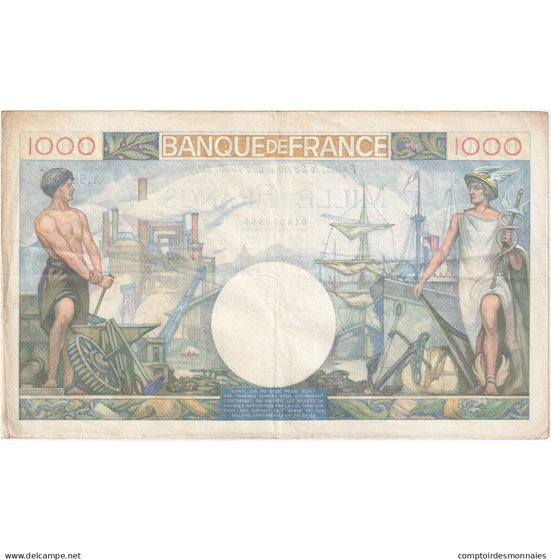 France, 1000 Francs, A.561, SUP, Fayette:39.2, KM:96a - 1 000 F 1940-1944 ''Commerce Et Industrie''