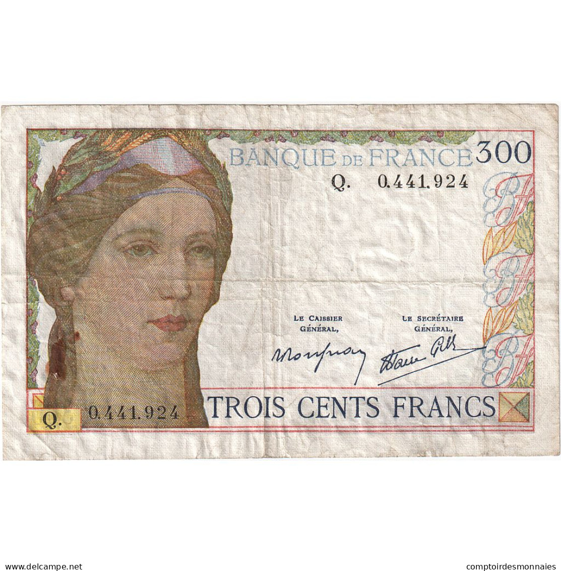 France, 300 Francs, Serveau, 1939, O.441.924, TB, Fayette:29.3, KM:87a - 300 F 1938-1939