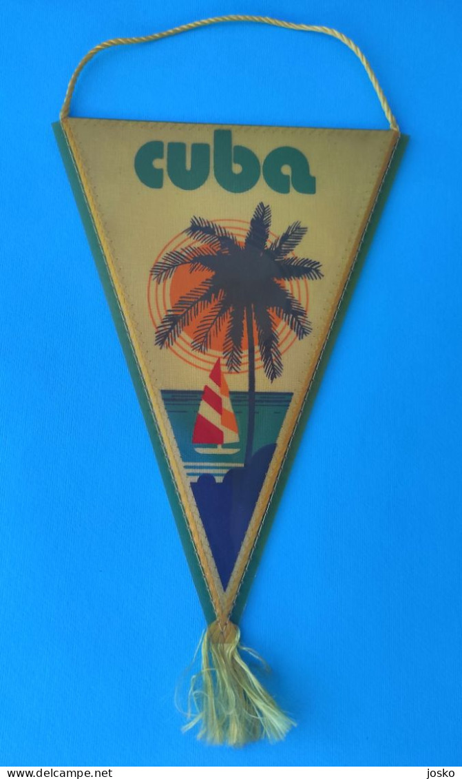 CUBA - Nice Vintage Plasticized Pennant * Plasticized Small Flag Fanion Plastifié Plastifizierter Wimpel - Sonstige & Ohne Zuordnung