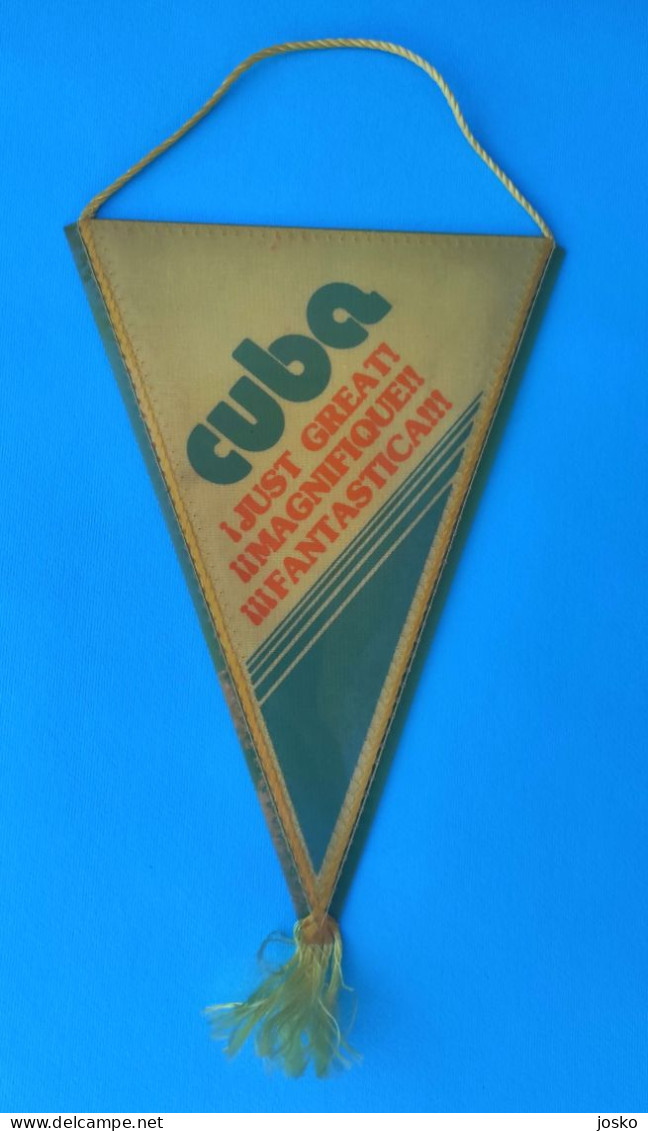 CUBA - Nice Vintage Plasticized Pennant * Plasticized Small Flag Fanion Plastifié Plastifizierter Wimpel - Sonstige & Ohne Zuordnung