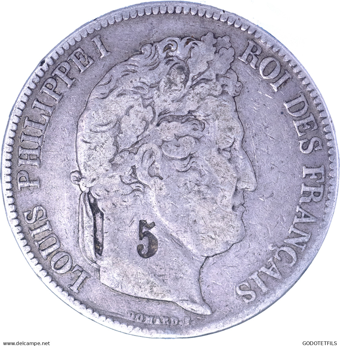 Louis-Philippe- 5 Francs 1833 Rouen (contremarque) - 5 Francs