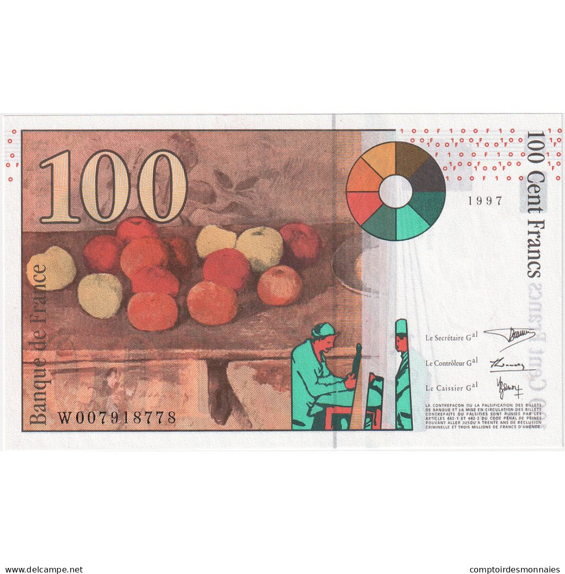 France, 100 Francs, Cézanne, 1997, W007918778, NEUF, Fayette:74.01, KM:158a - 100 F 1997-1998 ''Cézanne''