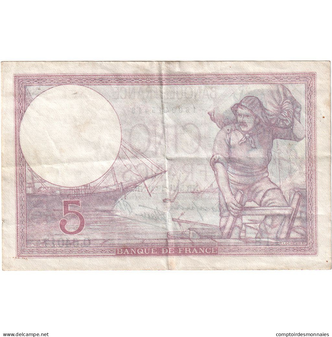 France, 5 Francs, Violet, 1939, Q.64017, TB+, Fayette:4.11, KM:83 - 5 F 1917-1940 ''Violet''