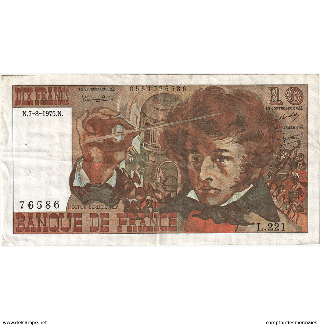 France, 10 Francs, Berlioz, 1975, L.221, TB, Fayette:63.12, KM:150b - 10 F 1972-1978 ''Berlioz''