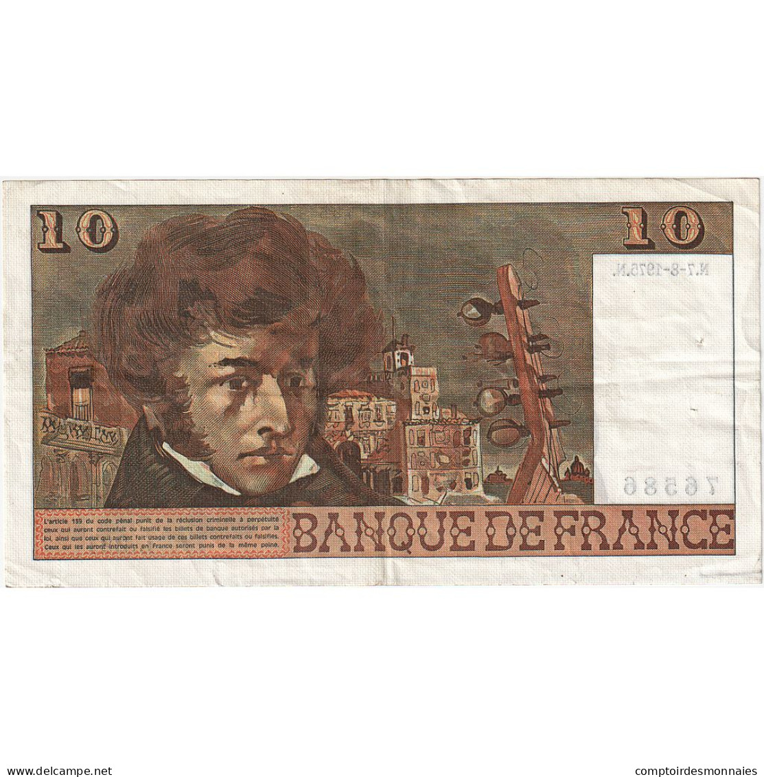 France, 10 Francs, Berlioz, 1975, L.221, TB, Fayette:63.12, KM:150b - 10 F 1972-1978 ''Berlioz''