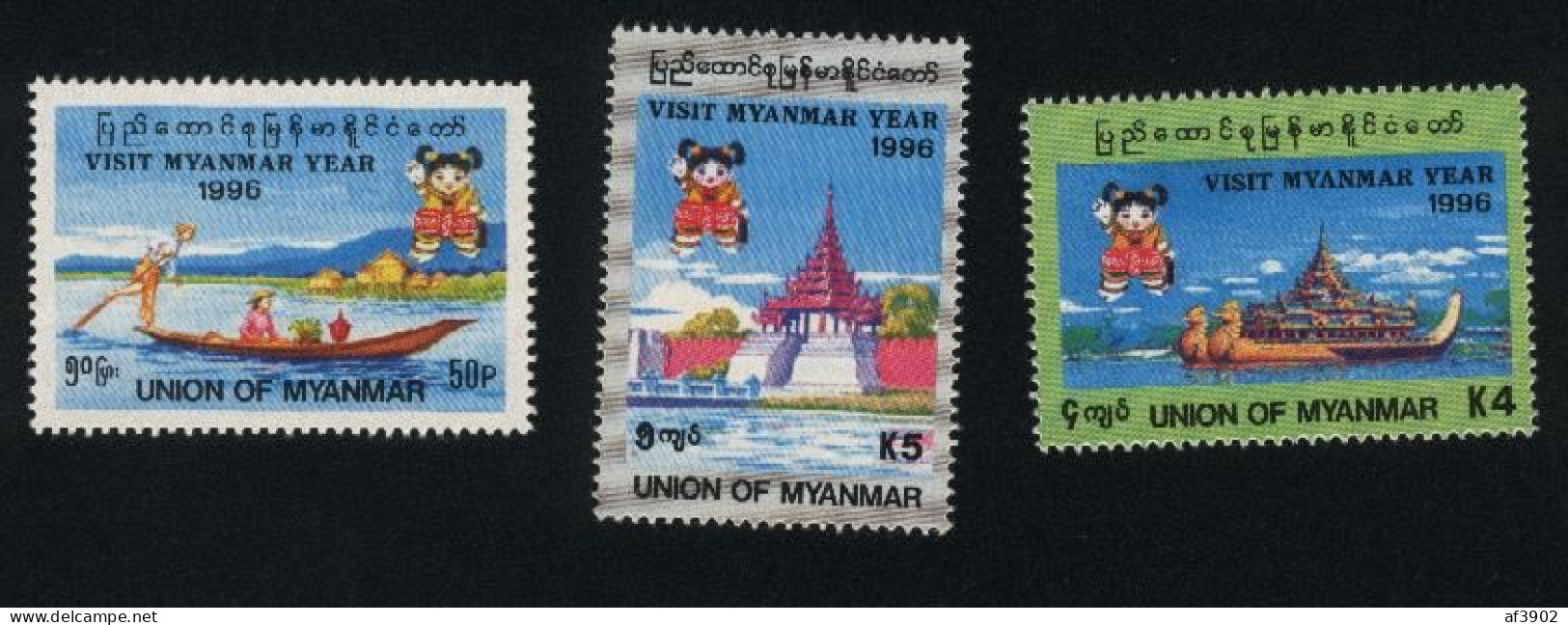 BURMA/MYANMAR STAMP 1996 ISSUED VISIT MYANMAR COMMEMORATIVE SET, MNH - Myanmar (Birma 1948-...)