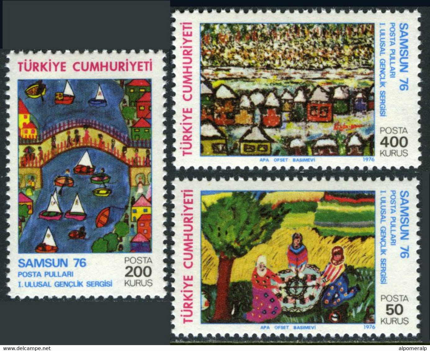 Türkiye 1976 Mi 2388-2390 MNH Youth Stamp Exposition | Children Drawings - Unused Stamps