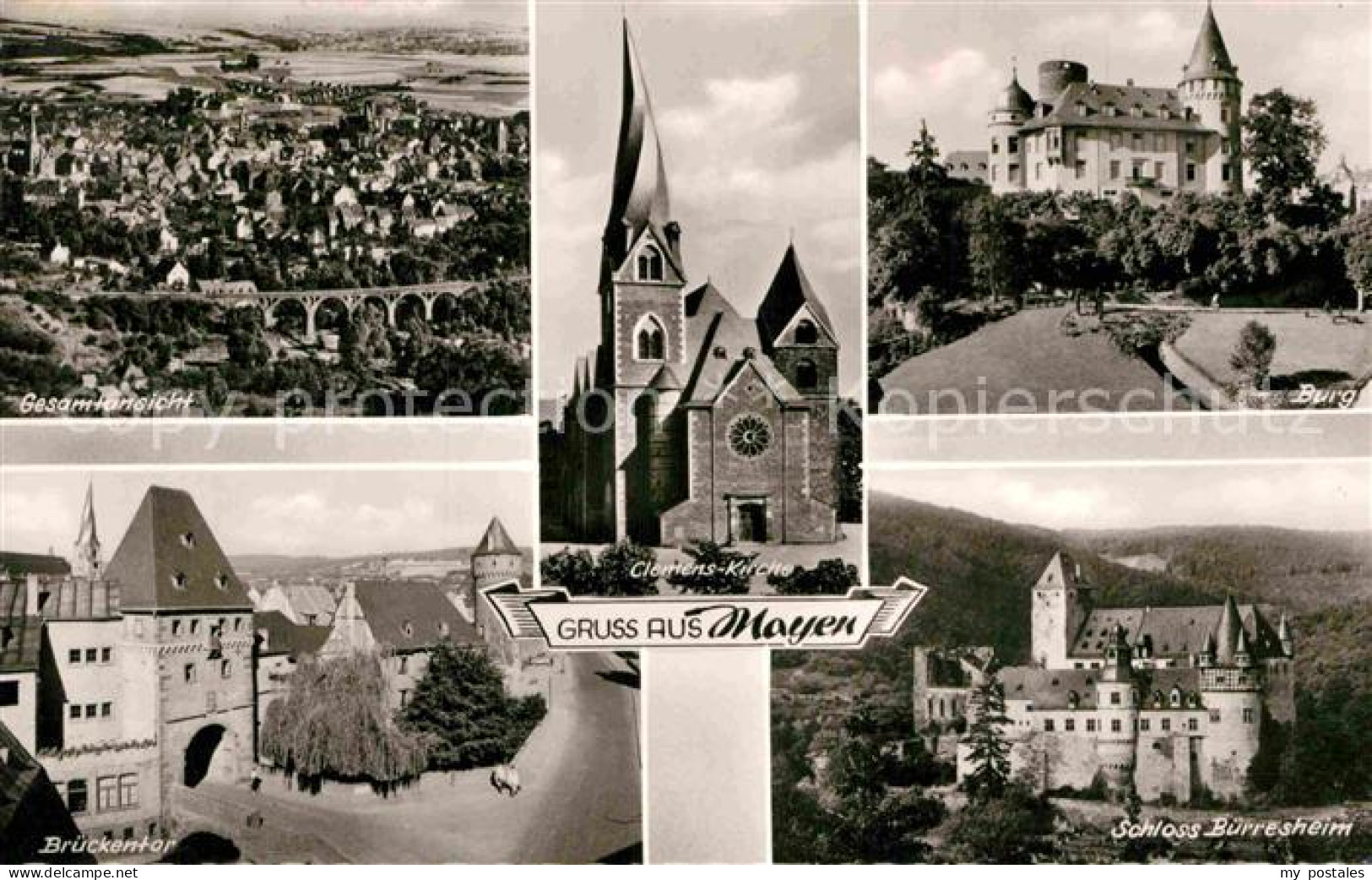 72892300 Mayen Panorama Brueckentor Schloss Buerresheim Burg Clemenskirche Mayen - Mayen