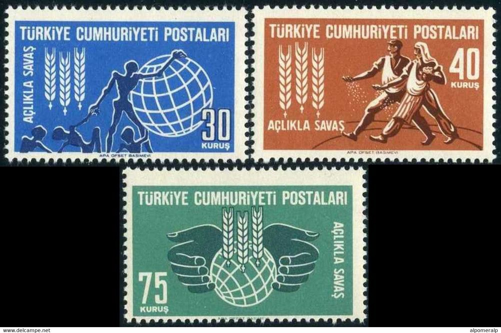 Türkiye 1963 Mi 1858-1860 MNH FAO “Freedom From Hunger” Campaign - Neufs