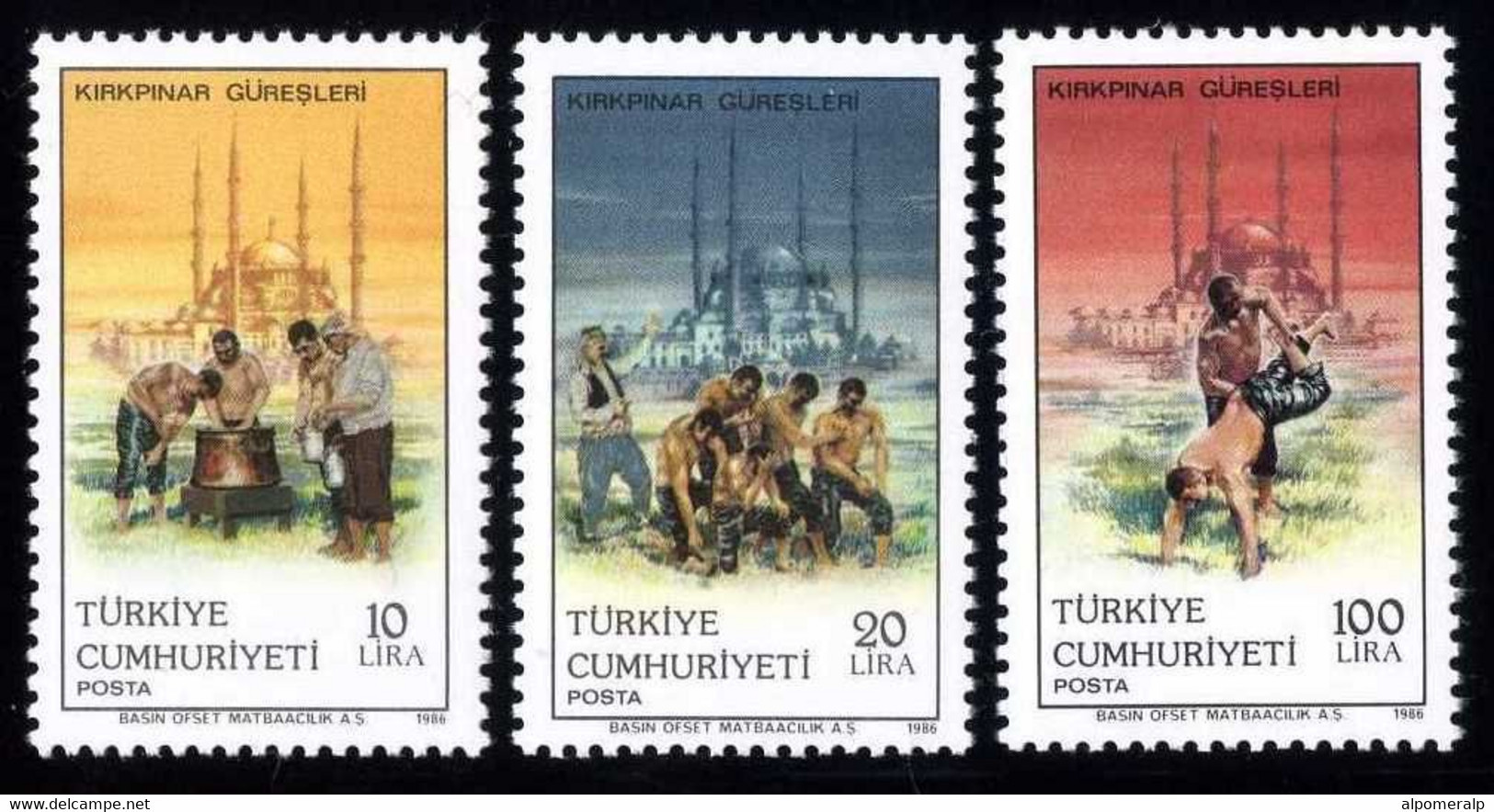 Türkiye 1986 Mi 2751-2753 MNH Kirkpinar Wrestlings - Unused Stamps