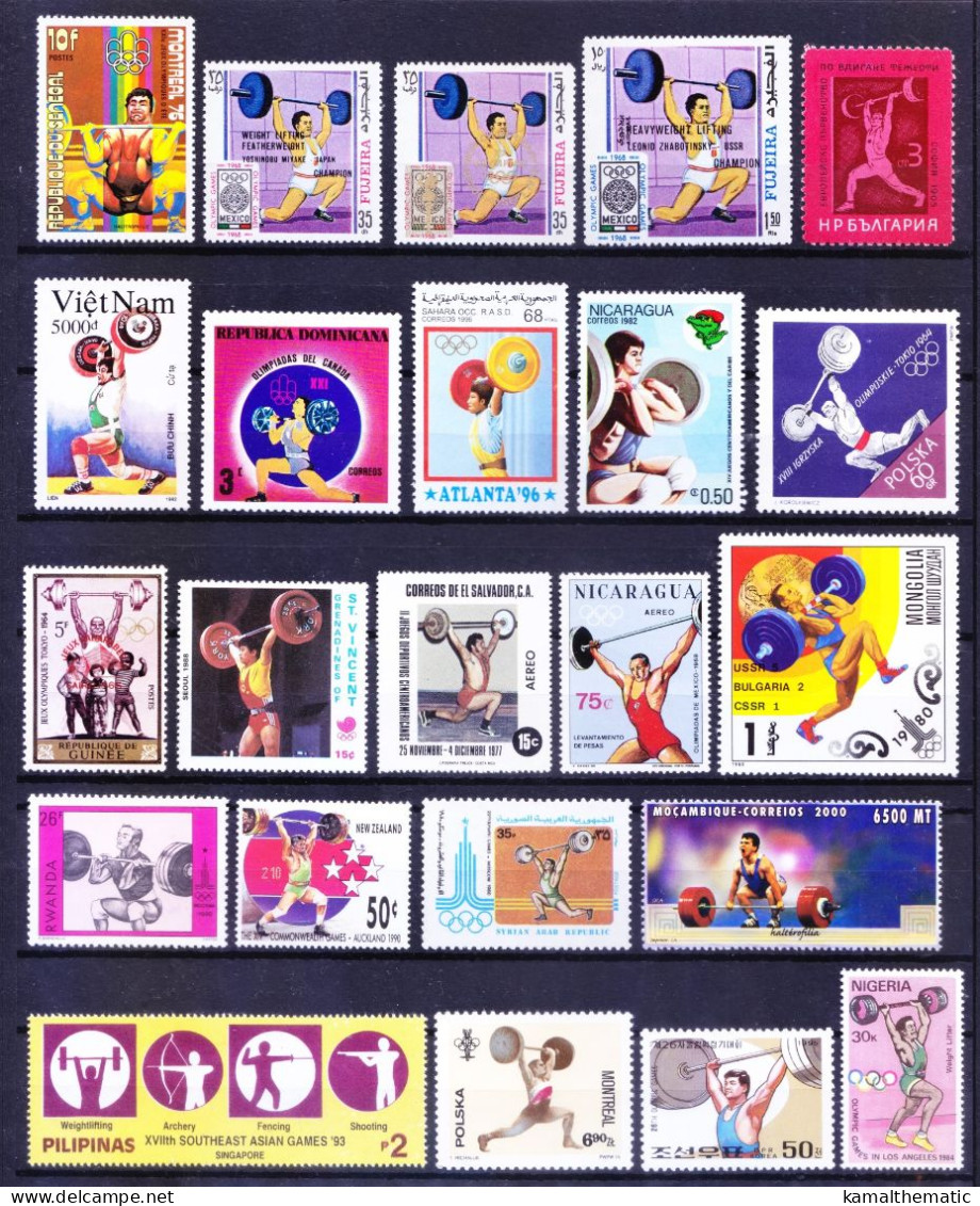 Weightlifting, Sports, Olympics, 76 Different MNH Stamps, Rare Collection, Lot - Haltérophilie