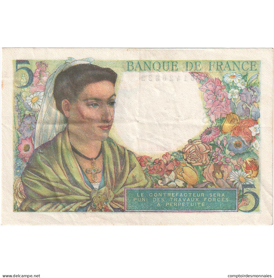 France, 5 Francs, 1943, P.65, TTB+, Fayette:5.3, KM:98a - 5 F 1943-1947 ''Berger''