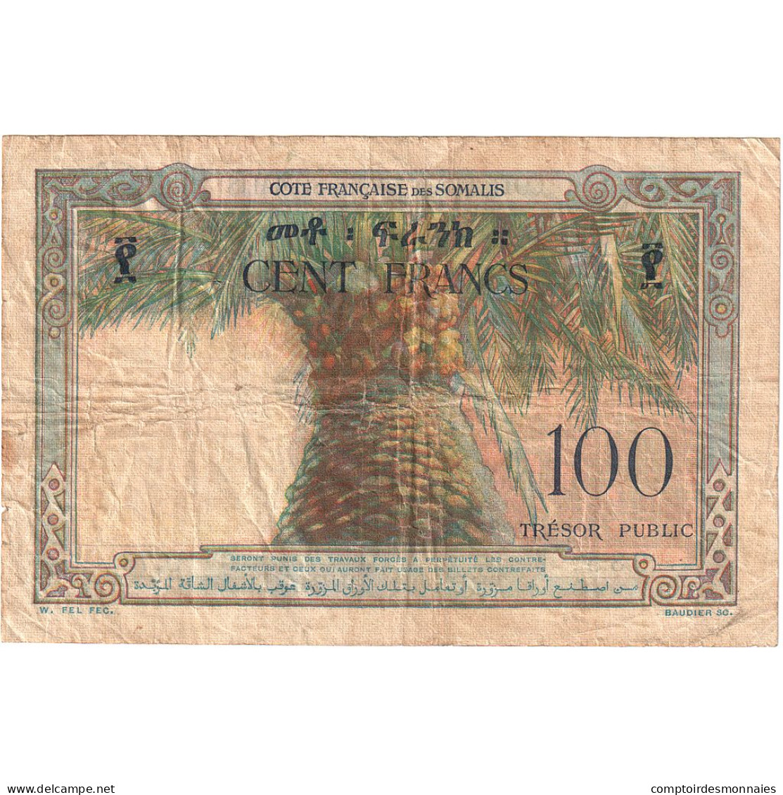 Côte Française Des Somalis, 100 Francs, 1952, KM:26a, TB - Somalia