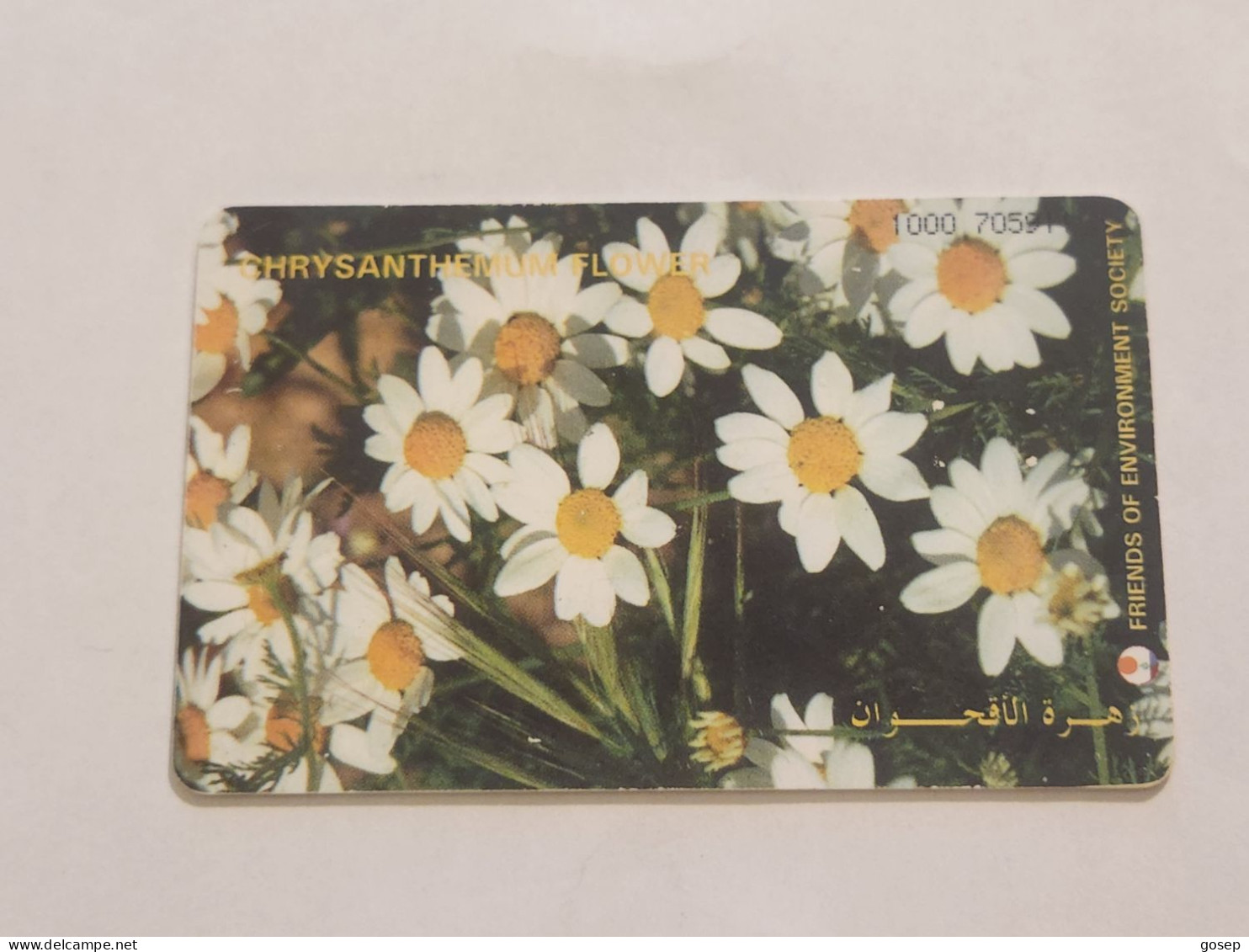 JORDAN-(JO-ALO-0023)-Chrysanthemum Flower-(114)-(1000-70591)-(1JD)-(7/2000)-used Card+1card Prepiad Free - Jordanië