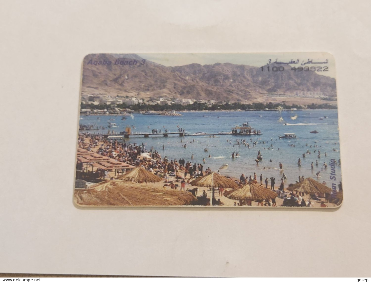 JORDAN-(JO-ALO-0027)-Aqaba Beach-(123)-(1100-493822)-(3JD)-(9/2000)-used Card+1card Prepiad Free - Jordanië