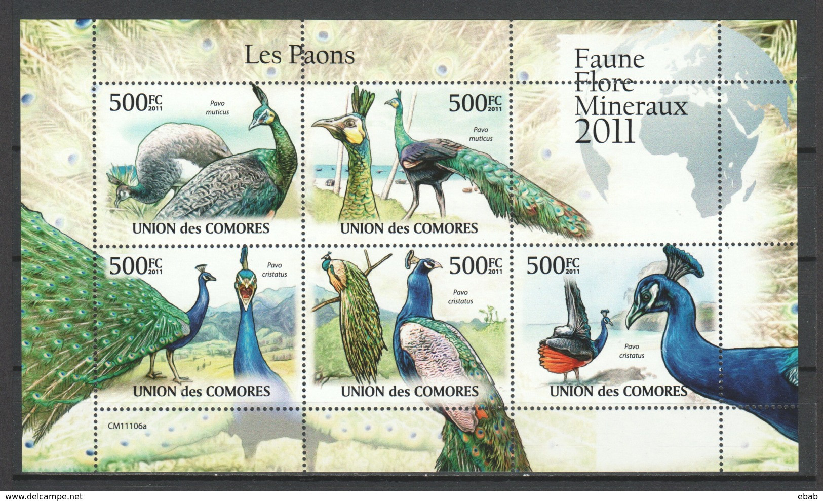 Comores 2011 Kleinbogen Mi 3018-3022 MNH BIRDS - PEACOCK - Pavos Reales