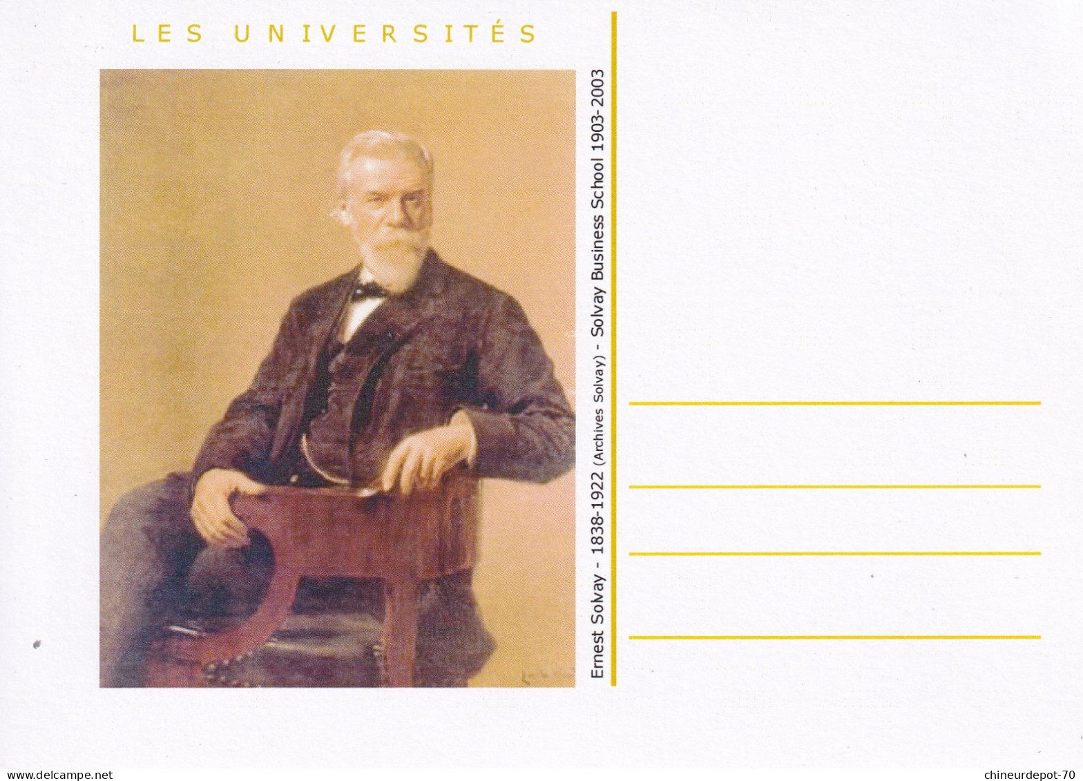 LES UNIVERSITÉS Ernest Solvay 1838-1922 Archives Solvay Solvay Business School 1903-2003 - Lettres & Documents