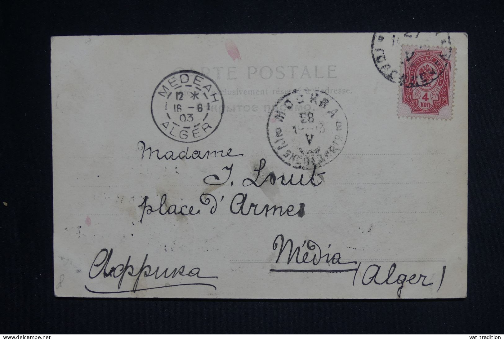 RUSSIE - CPA Moscou Pour L'Algérie - Actrice TAMARA - 1903 - Pas Courant - A  2091 - Lettres & Documents