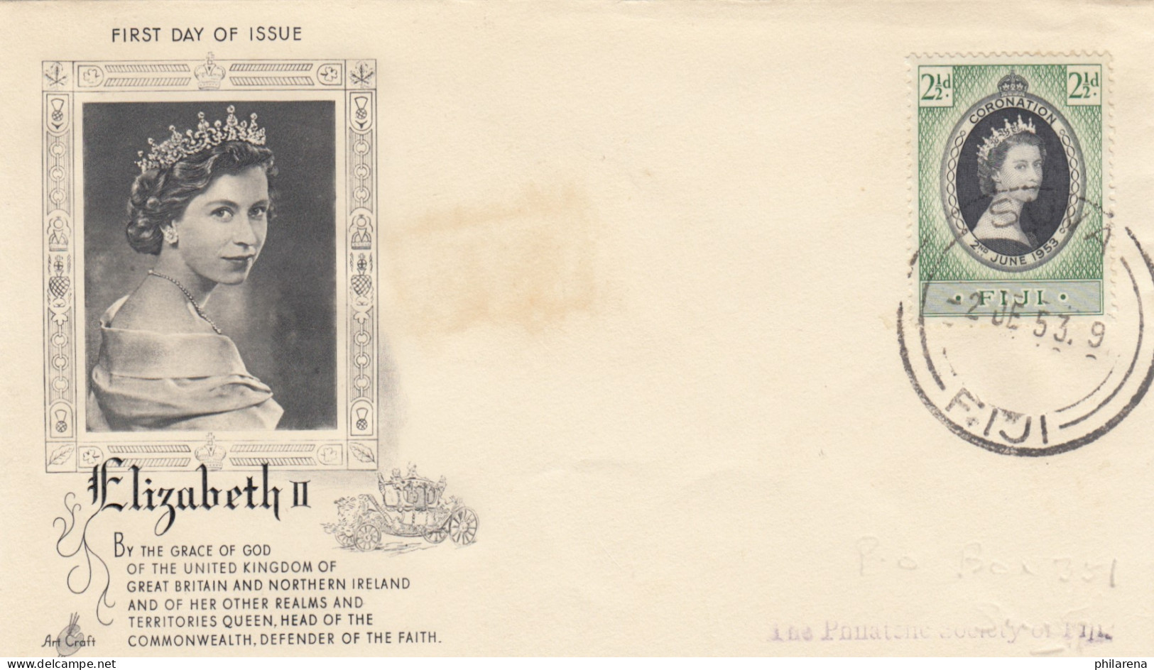 1953: FDC Elizabeth II, Fiji,  - Fiji (1970-...)