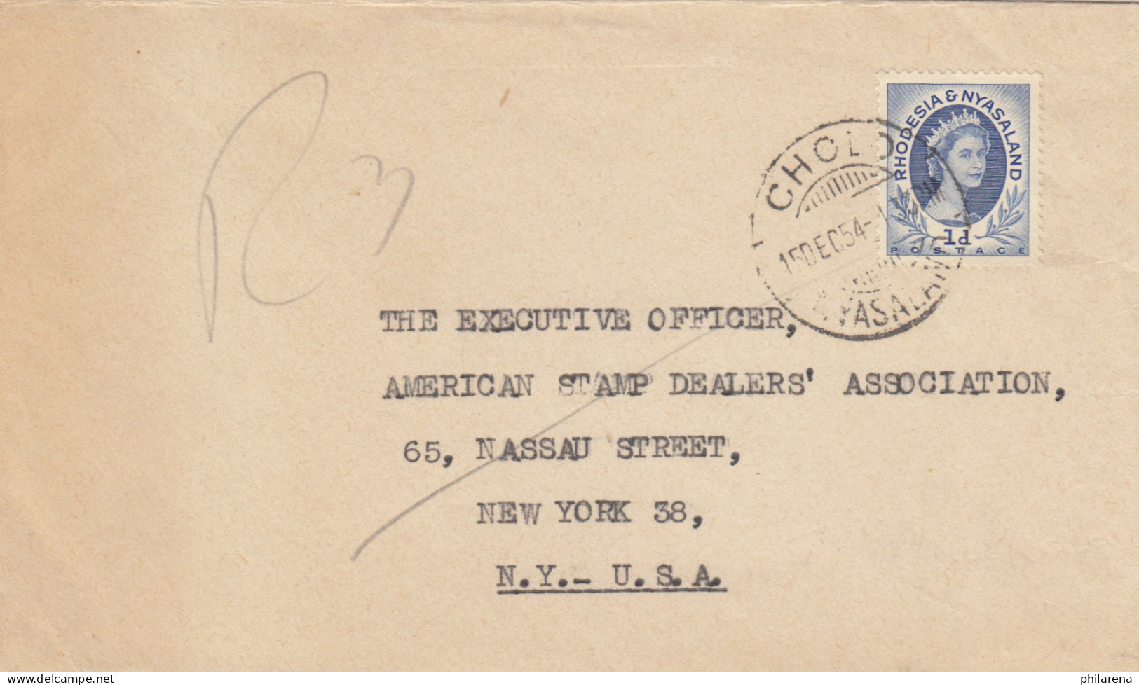 1854: Letter Cholo To NY, USA - Zimbabwe (1980-...)