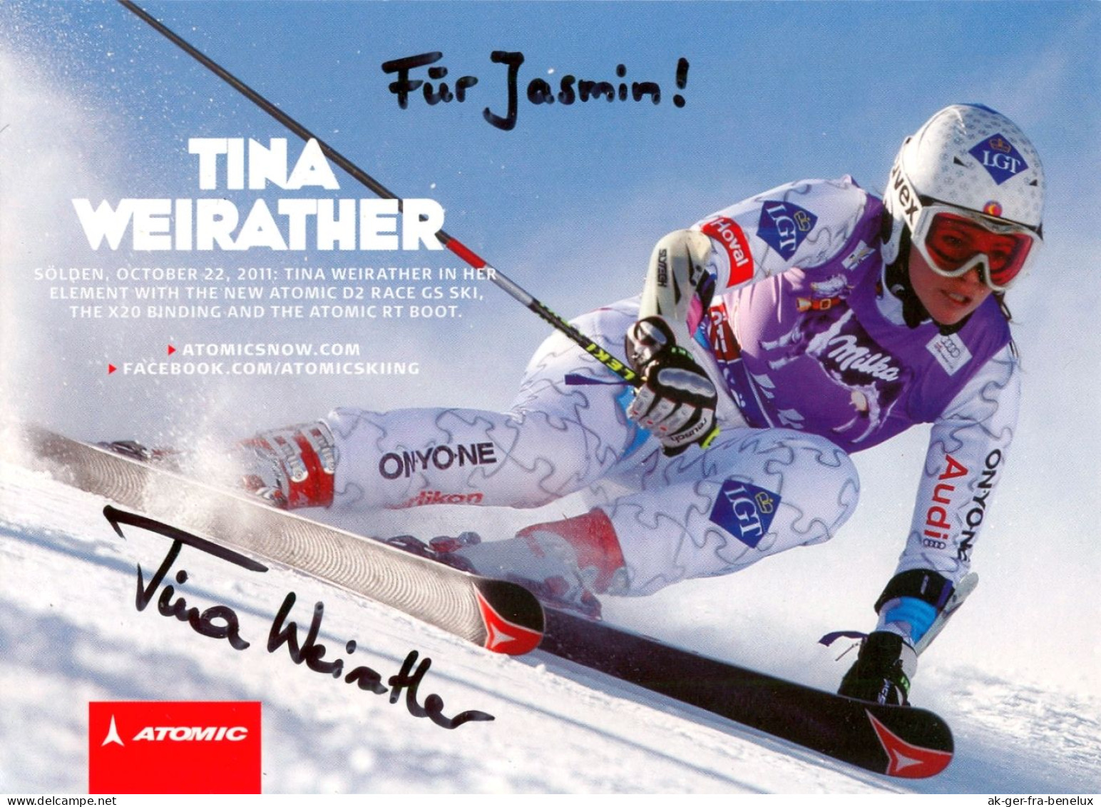 Autogramm Atomic-AK Ski Alpin Skifahrerin Tina Weirather Fürstentum Liechtenstein LSV Vaduz Schaan Olympia Schi - Wintersport