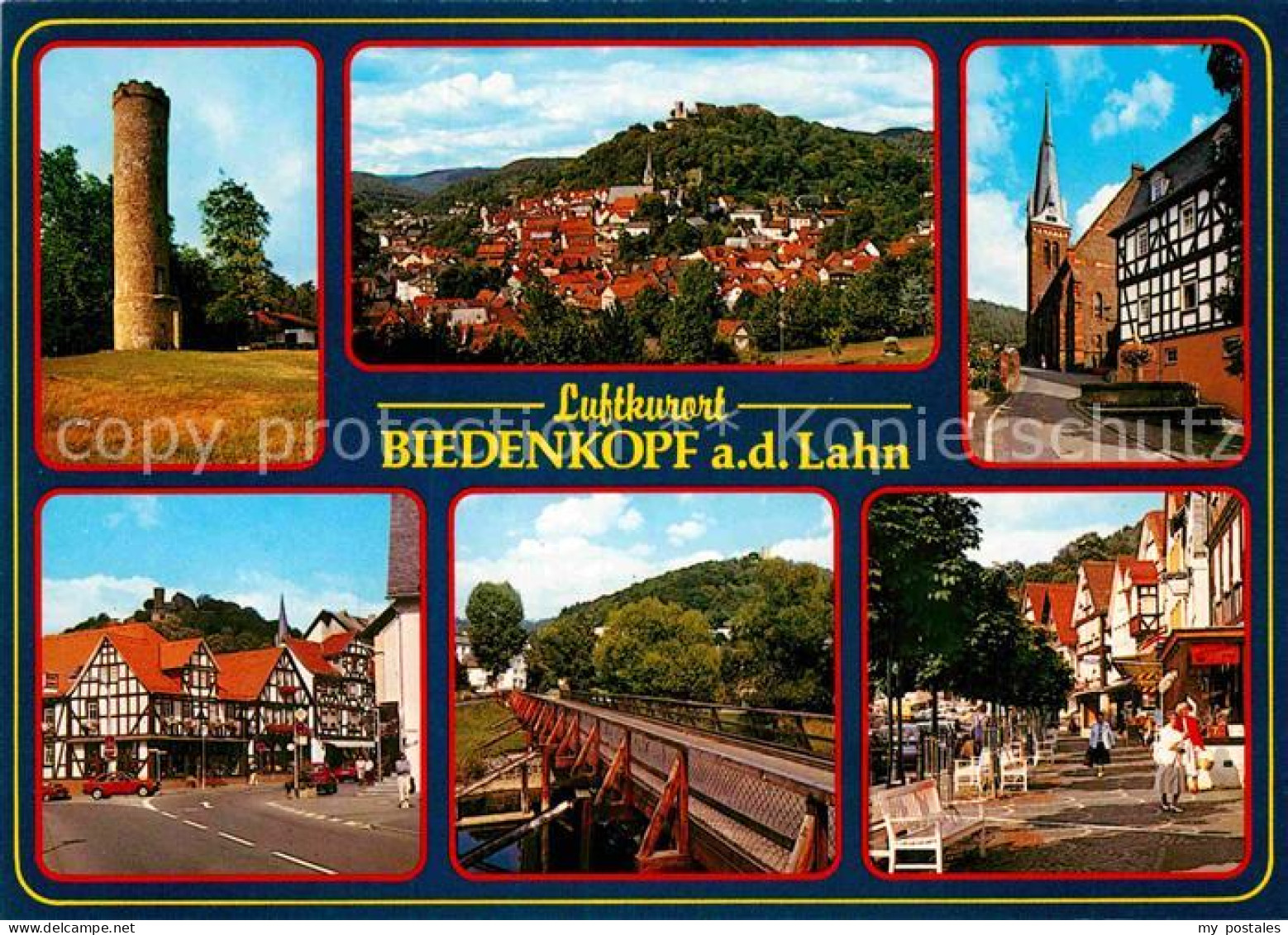 72883955 Biedenkopf Aussichtsturm Marktplatz Fachwerkhaeuser Lahnbruecke Kirche  - Biedenkopf