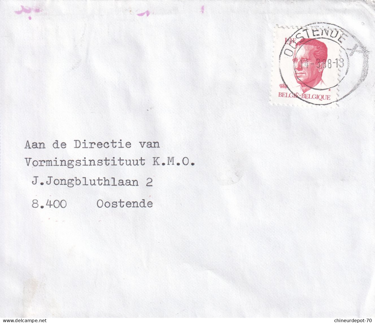 ROI BAUDOUIN CACHET OOSTENDE 1988 - Cartas & Documentos