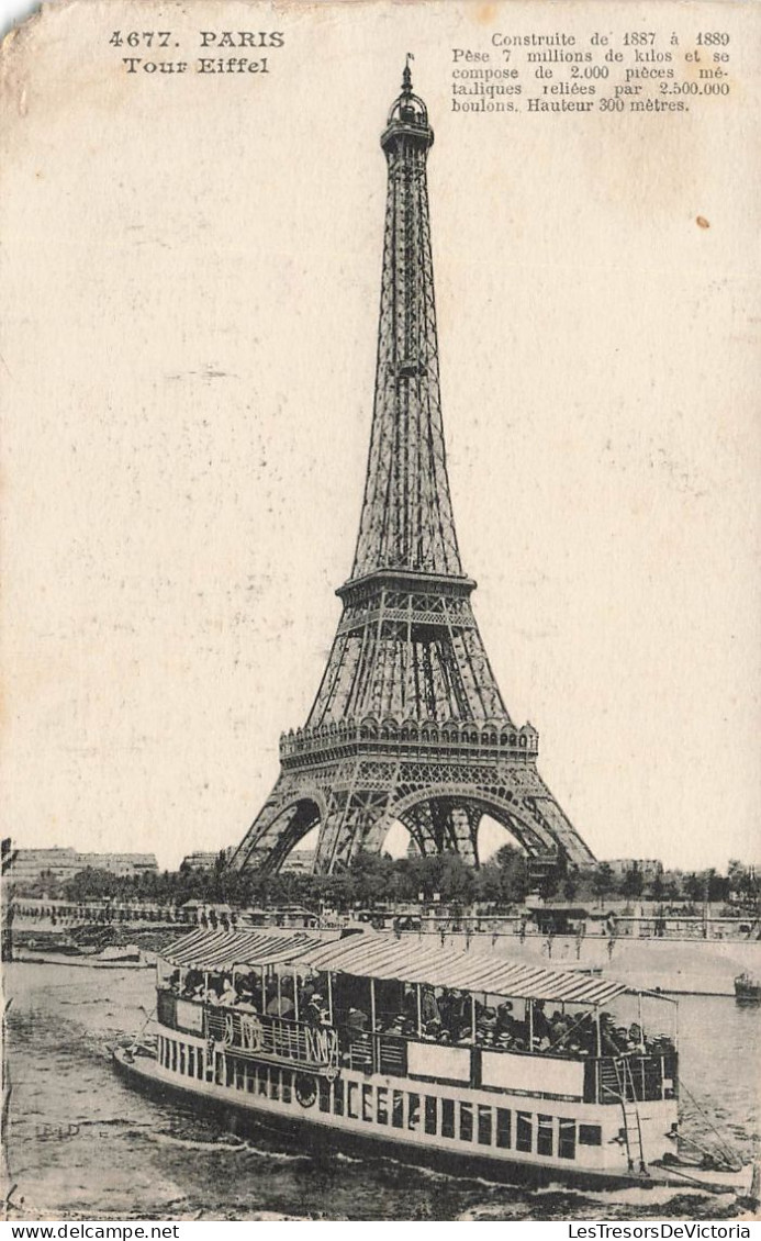 FRANCE - Paris - Vue Générale De La Tour Eiffel - Un Bateau Qui Passe - Animé - Carte Postale Ancienne - Eiffeltoren