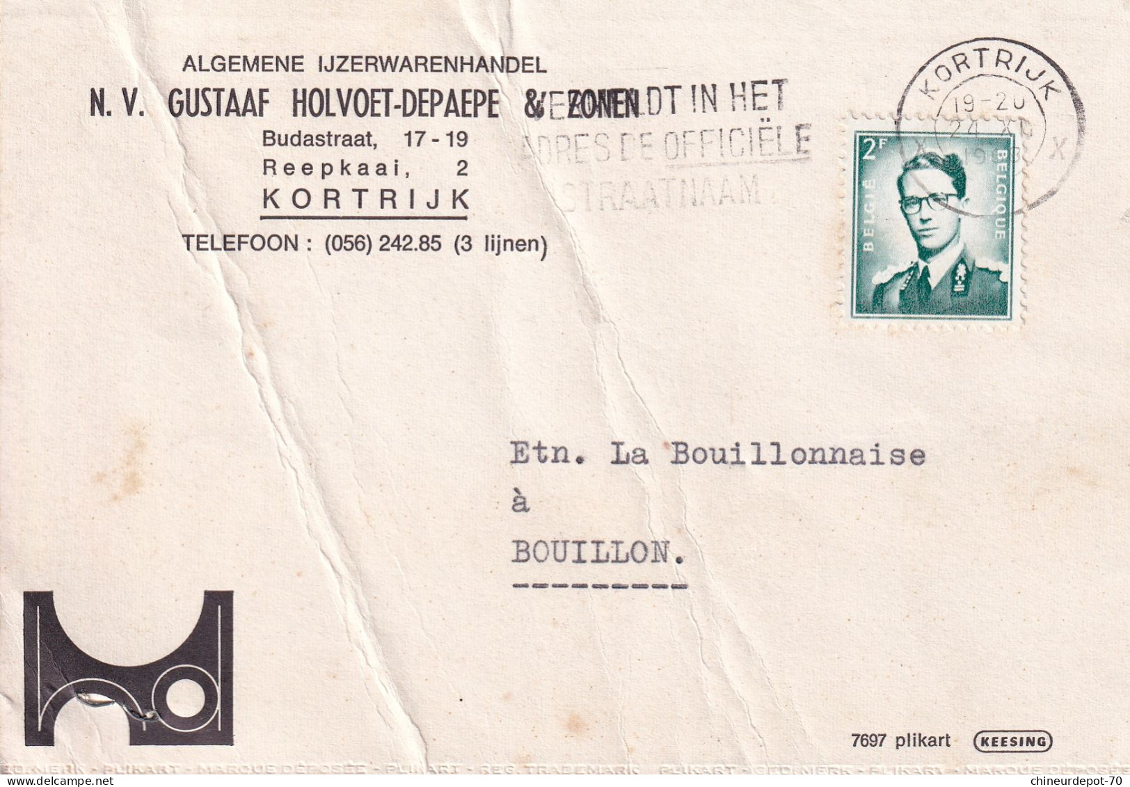 1968 GUSTAAF HOLVOET DEPAEPE KORTRIJK LA BOUILLONNAISE BOUILLON - Storia Postale